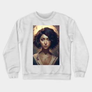 Beauty in Short Waves: The Girl with Wavy Hair Crewneck Sweatshirt